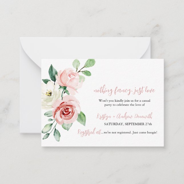 Blush Pink Floral Reception Card (Front)