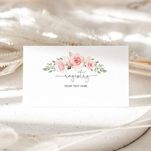 Blush pink floral registry enclosure card