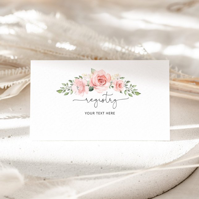 Blush pink floral registry enclosure card (Creator Uploaded)