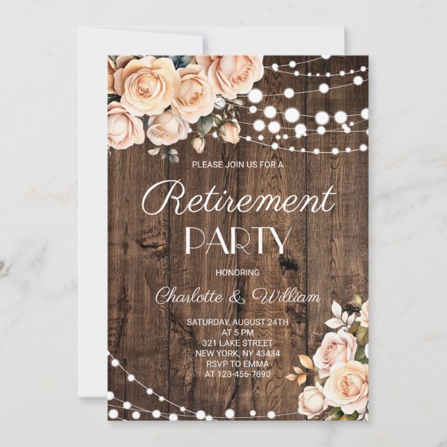 Blush Pink Floral Retirement Party Invitation (Front)