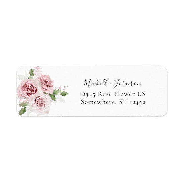 Blush Pink Floral Return Address Label (Front)