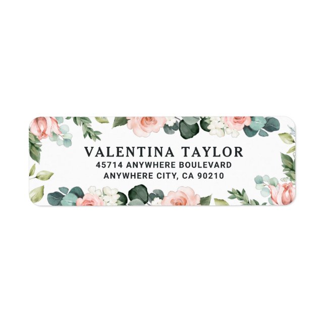 Blush Pink Floral Rose Garden Watercolor Wedding (Front)