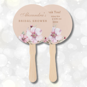 Blush Pink Floral Roses Bridal Shower Hand Fan