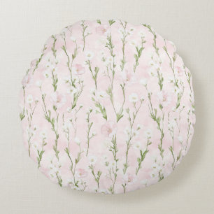 Blush Pink Floral Round Cushion