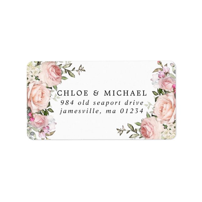 Blush Pink Floral Rustic Wedding Mailing Label (Front)
