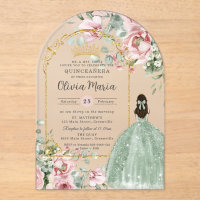 Blush Pink Floral Sage Green Quinceañera Sweet 16