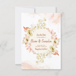 Blush Pink Floral Save the Date Cards, Wedding  Invitation