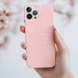 Blush Pink Floral Script iPhone / iPad case