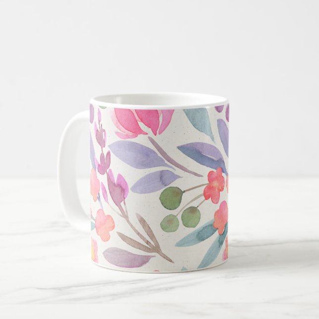 Blush Pink Floral Simple Watercolor Coffee Mug (Front Left)