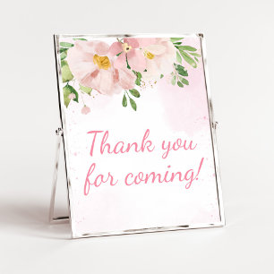 Blush Pink Floral Spring Thank you for Coming Poster