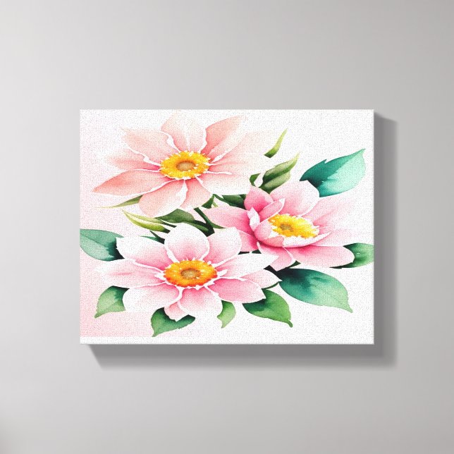 Blush Pink Floral Stretched Canvas Print (Front)