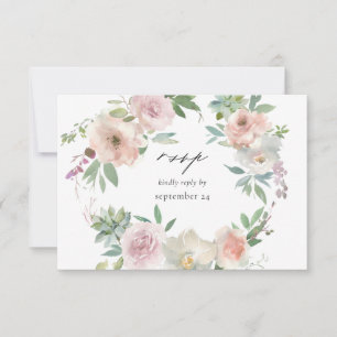 Blush Pink Floral & Succulent w Meal RSVP Card