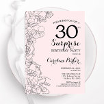 Blush Pink Floral Surprise 30th Birthday Party Invitation<br><div class="desc">Blush pink and black floral surprise 30th birthday party invitation. Elegant modern design featuring botanical accents and typography script font. Simple floral invite card perfect for a stylish female surprise bday celebration. Can be customised to any age. Printed Zazzle invitations or instant download digital printable template.</div>