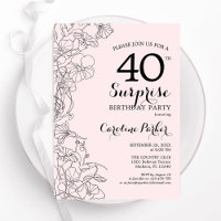Blush Pink Floral Surprise 40th Birthday Party