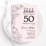 Blush Pink Floral Surprise 50th Birthday Invitation<br><div class="desc">Blush pink and black surprise 50th birthday invitation. Modern feminine design features botanical accents and typography script font. Elegant floral invite card perfect for a stylish female surprise bday celebration. Printed Zazzle invitations or instant download digital printable template.</div>