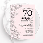Blush Pink Floral Surprise 70th Birthday Party Invitation<br><div class="desc">Blush pink and black floral surprise 70th birthday party invitation. Elegant modern design featuring botanical accents and typography script font. Simple floral invite card perfect for a stylish female surprise bday celebration. Can be customised to any age. Printed Zazzle invitations or instant download digital printable template.</div>