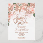 Blush Pink Floral Sweet 16 Butterfly Gold