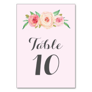 Blush Pink Floral Table Number Cards