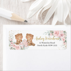 Blush Pink Floral Teddy Bears Tea Party Birthday
