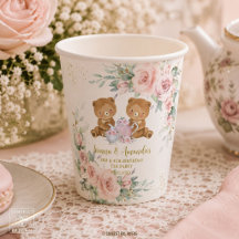 Blush Pink Floral Teddy Bears Tea Party Birthday