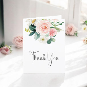 Blush Pink Floral Thank You Card