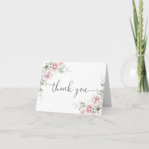 Blush Pink Floral Thank You Card