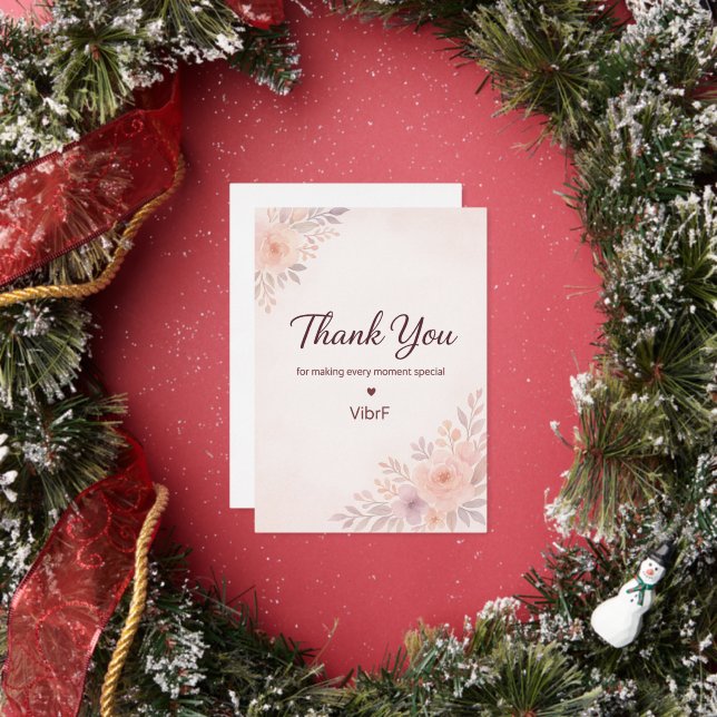 Blush Pink Floral Thank You Card | Modern Elegant  (Insitu)