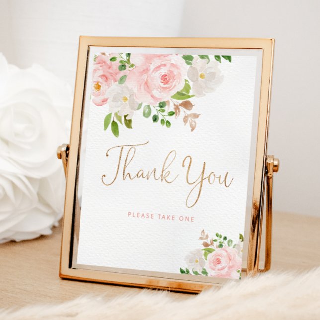 Blush pink floral Thank you  Poster (Creator Uploaded)