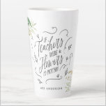 Blush pink floral thank you teacher gift latte mug<br><div class="desc">blush pink floral teacher design Beautiful watercolour floral and elegant script text. Part of a collection.</div>