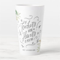 Blush pink floral thank you teacher gift latte mug