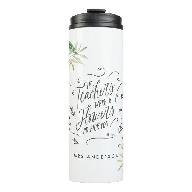 Blush pink floral thank you teacher gift  thermal tumbler (Front)