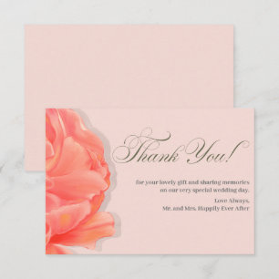Blush Pink Floral Thank You Wedding Card