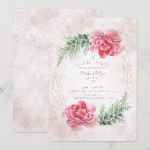 Blush Pink Floral Watercolor Bridal Shower Invitation