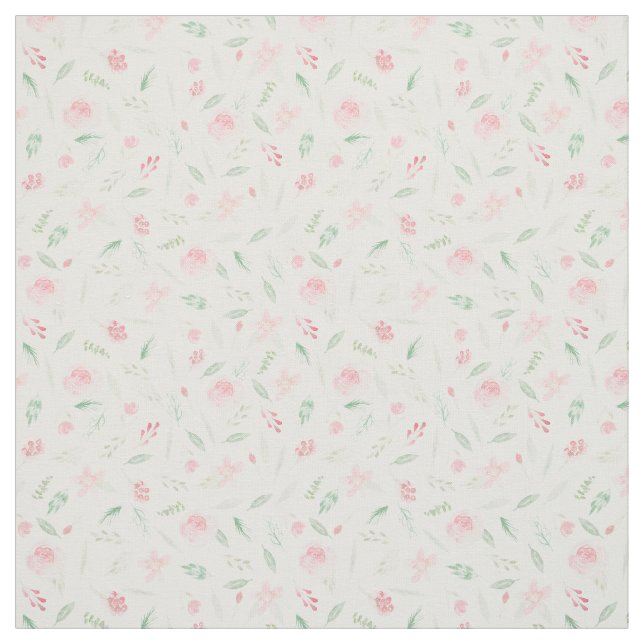 Blush Pink Floral Watercolor Fabric (Swatch)