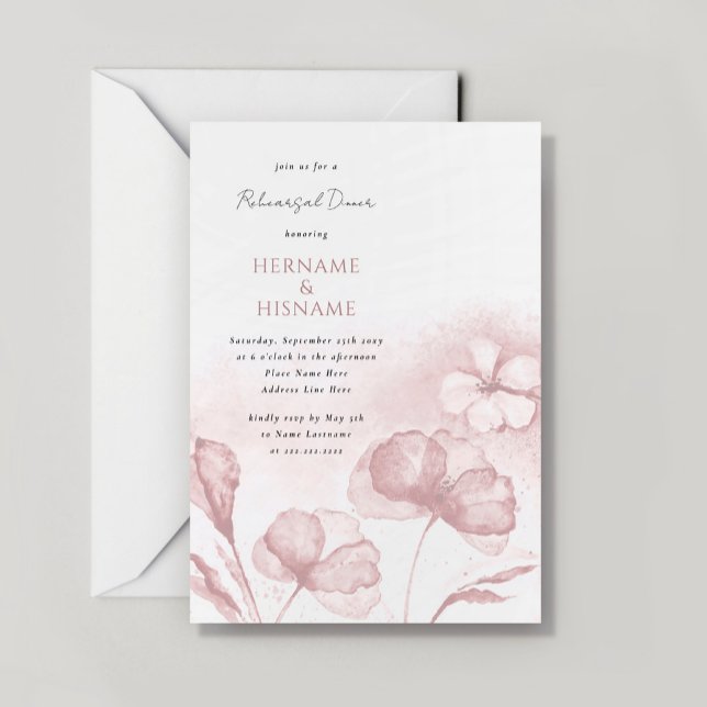 Blush Pink Floral Watercolor Rehearsal Dinner Invitation (Creator Uploaded)