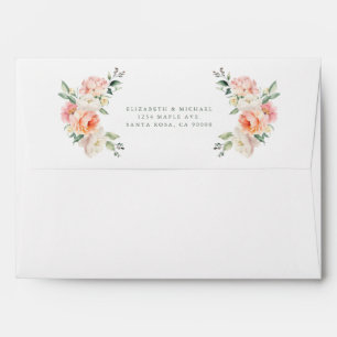 Blush Pink Floral Watercolor Wedding Envelope