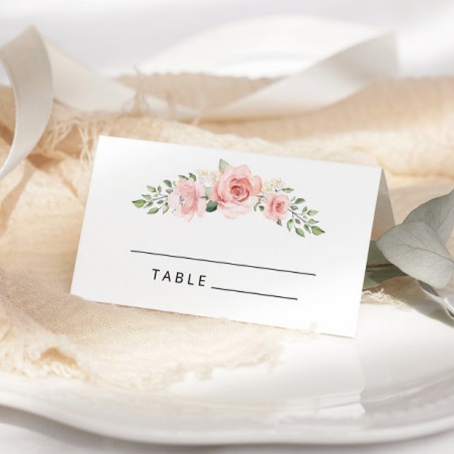 Blush pink floral Watercolor wedding place cards (Creator Uploaded)