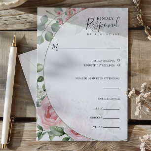 Blush Pink Floral Watercolor Wedding RSVP Card