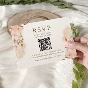 Blush Pink Floral Watercolor Wedding RSVP Card