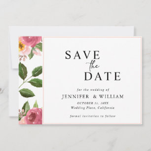 Blush Pink Floral Watercolor Wedding Save The Date