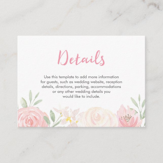 Blush pink floral watercolor | Wishing Well card (Front)