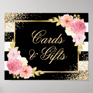 Blush Pink Floral Wedding Cards and Gifts Sign
