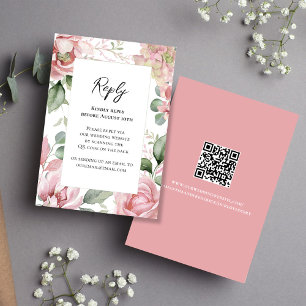 Blush Pink Floral Wedding Elegant RSVP Card