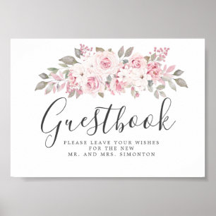 Blush Pink Floral Wedding Guestbook Sign