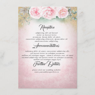 Blush Pink Floral Wedding Information Guest Enclosure Card