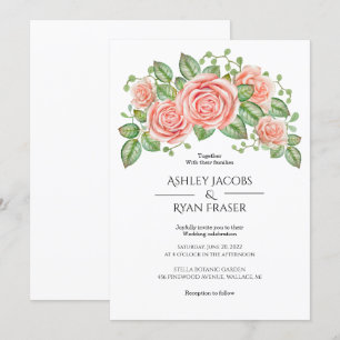 Blush Pink Floral Wedding Invitation