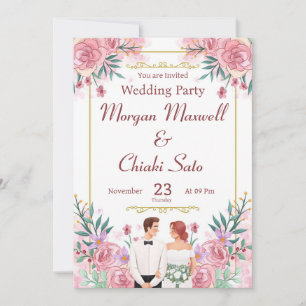 "Blush Pink Floral Wedding Invitation