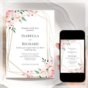 Blush Pink Floral   Wedding  Invitation