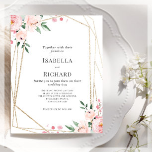 Blush Pink Floral Wedding Invitation