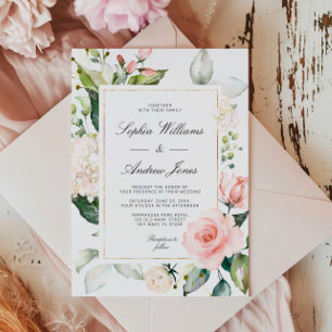 Blush Pink Floral Wedding Invitation